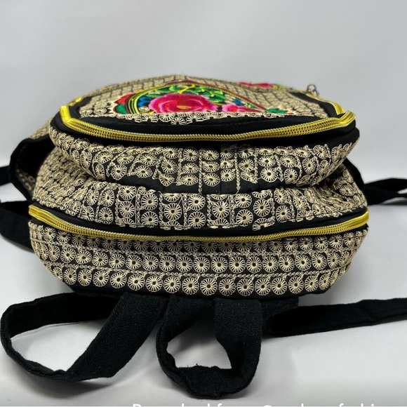 Embroidered Colorful Floral Hippie Art to Wear Indian Mexican Ethnic Backpack main image 6